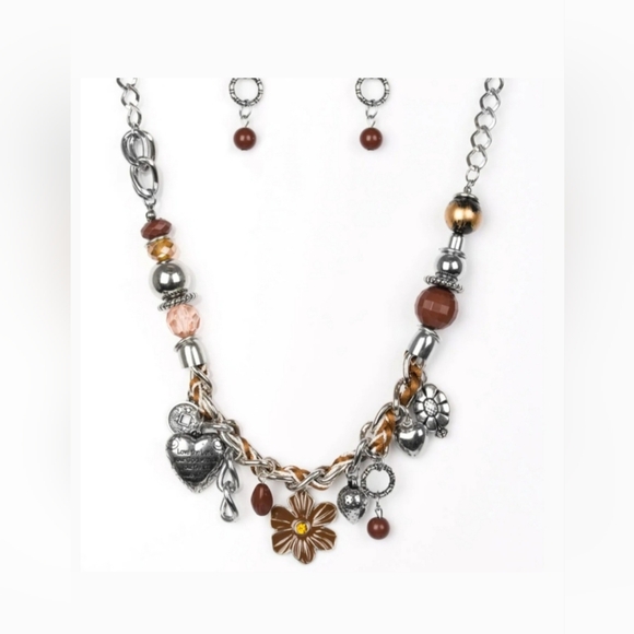 5 For $20 PAPARAZZI "CHARMED I AM SURE" BROWN BLOCKBUSTER NECKLACE & EARRING SET - Picture 2 of 6